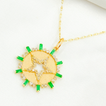 Load image into Gallery viewer, GDP622. 14K Solid Gold Diamond Circle Charm with Star in the Center with Gemstones