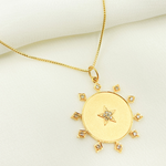Load image into Gallery viewer, 14K Solid Gold Diamonds Star Circle Charm. GDP180