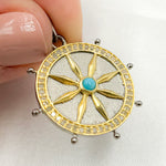 Load image into Gallery viewer, Diamond Sterling Silver Round Fancy Pendant with Gemstone
