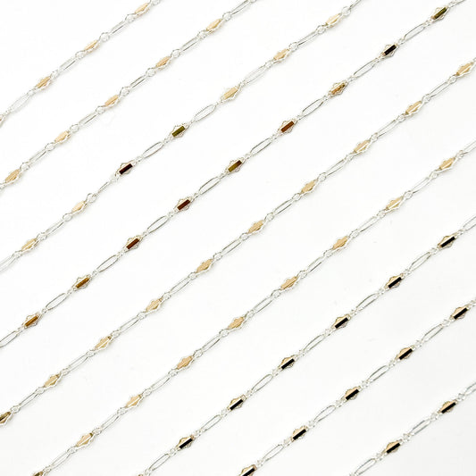 XM/901B/SP. 14K Sterling Silver and gold-filled fancy twisted oval link chain