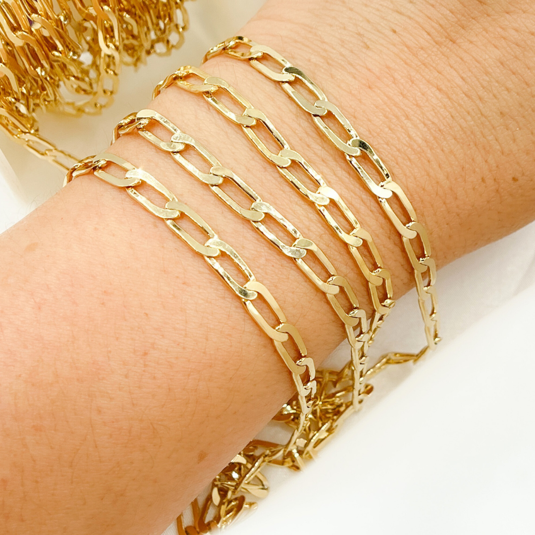 Z61GP. Gold Plated 925 Sterling Silver Ultra Flat Paperclip Link Chain