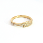 Load image into Gallery viewer, 14k Solid Gold Diamond Double Band Ring.