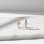Load image into Gallery viewer, EHF57627. 14K Solid Yellow Gold Diamond Flower Hoop Earrings