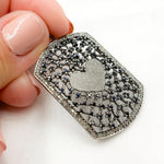 Load image into Gallery viewer, DP187. Diamond Sterling Silver Rectangle Heart Pendant with Gemstone