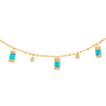 Load image into Gallery viewer, CN96316. 14K Solid Gold Gemstone and Diamond Dangle Necklace