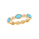 Load image into Gallery viewer, CR97067TQ5X3. 14K Solid Yellow Gold Diamond and Turquoise Band Ring