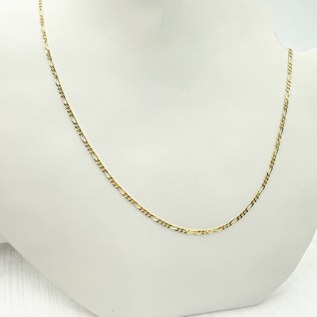 14K Solid Gold Flat Figaro Chain