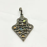 Load image into Gallery viewer, DSP012. Diamond Sterling Silver Fancy Shape Pendant with Gemstone
