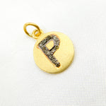 Load image into Gallery viewer, DC077. Diamond Sterling Silver Letter "P" Round Charm