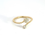 Load image into Gallery viewer, 14k Solid Yellow Gold Flower Diamond Ring.
