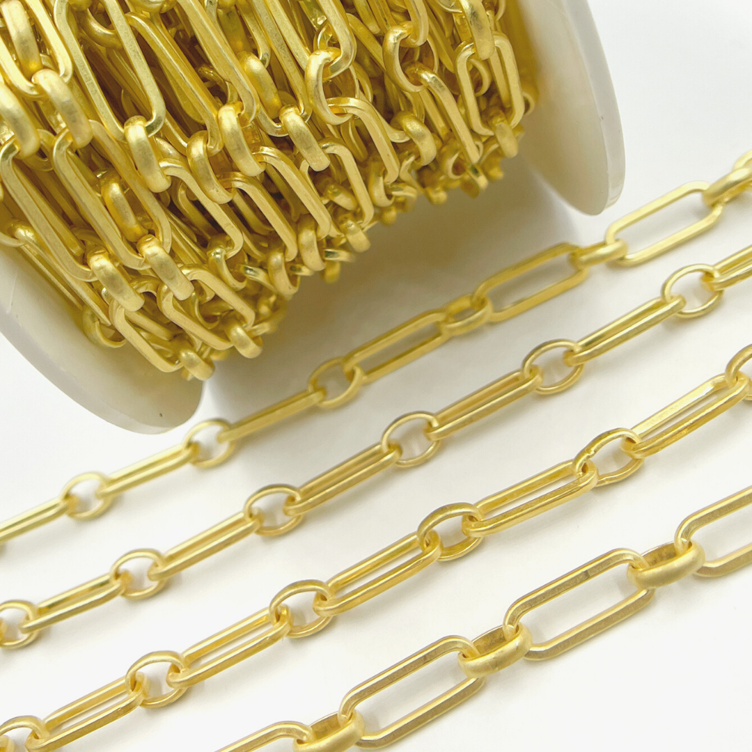 Gold Plated Matt Sterling Silver Long & Short Link Chains