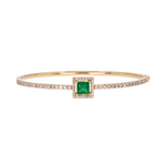 Load image into Gallery viewer, CB96500EM5. 14K Solid Gold Bangle with Diamonds and Emerald
