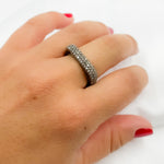 Load image into Gallery viewer, DE01. Diamond Black Rhodium Sterling Silver Square Ring