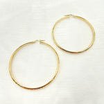 Load image into Gallery viewer, GER162. 14K Solid Gold Hollow Diamond Cut Hoop