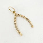 Load image into Gallery viewer, 14K Solid Gold Diamond Wishbone Charm