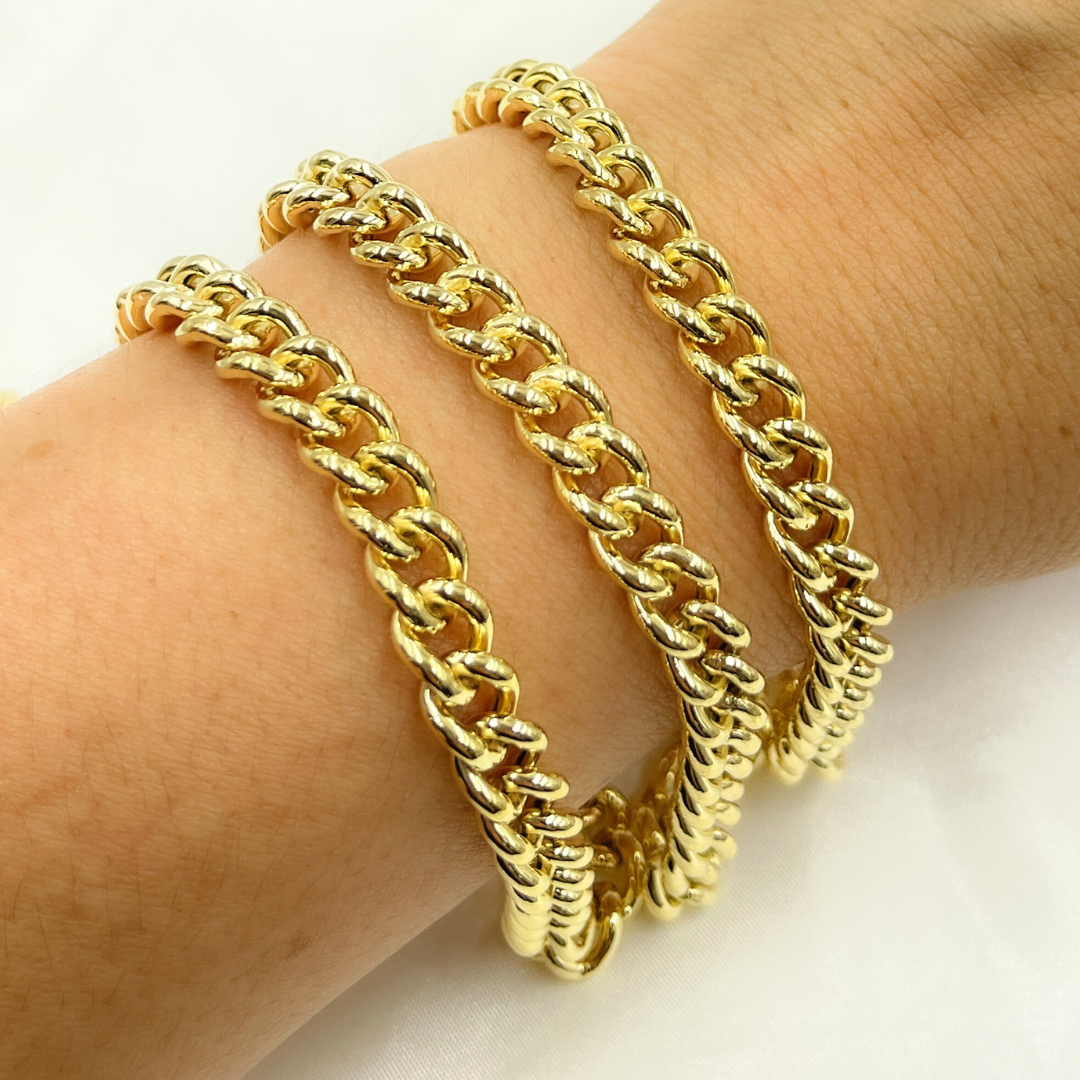 Gold Plated 925 Sterling Silver Hollow Curb Chains