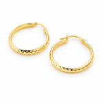Load image into Gallery viewer, GER59. 14K Gold Diamond Cut Hollow Hoop Earrings