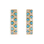 Load image into Gallery viewer, EFE53658. 14K Solid Gold Turquoise and Diamond Fancy Hoops