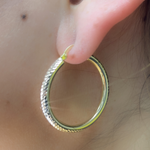 Load image into Gallery viewer, GER56. 14K Tri-Tone Gold Earrings Circle Shape Hoop