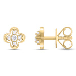 Load image into Gallery viewer, EFA54268. 14K Solid Gold Diamond Flower Studs