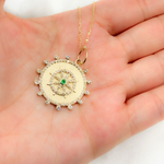 Load image into Gallery viewer, GDP559. 14K Solid Gold Circle Charm with Star in the Center with Diamonds and Gemstone