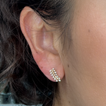Load image into Gallery viewer, ER414984Y. 14k Solid Gold Diamond Leaf Stud Earrings