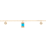 Load image into Gallery viewer, BFE60932TQ. 14K Solid Gold Diamond and Turquoise Dangle Rectangles and Circles Bracelet
