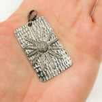 Load image into Gallery viewer, DP273. Diamond & Sterling Silver Rectangle Flower Pendant