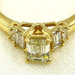 Load image into Gallery viewer, 14K Solid Yellow Gold Rectangle Cluster Diamond Ring.