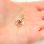 Load image into Gallery viewer, 14K Solid Gold Diamond Circle Charm. GDP129