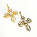 Load image into Gallery viewer, DP451. Diamond Sterling Silver Cross Pendant with Polki Diamond
