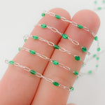 Load image into Gallery viewer, Silver Green Color Enamel Chain