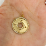 Load image into Gallery viewer, 14K Solid Gold with Diamonds Circle Shape Charm with Stars. GDP67