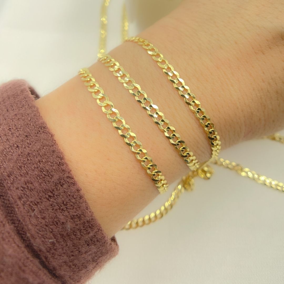 14K Solid Gold Flat Cuban Links Chain