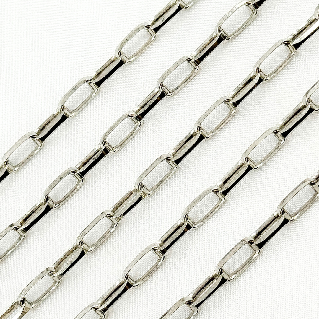 Oxidized 925 Sterling Silver Diamond Cut Paperclip Chain
