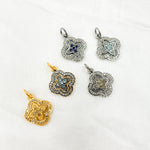 Load image into Gallery viewer, DC389. Diamond Sterling Silver Flower Charm with Gemstone