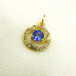 Load image into Gallery viewer, 14K Solid Gold Diamond Circle Charm. GDP129