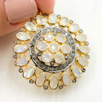 Load image into Gallery viewer, DSP039. Diamond Sterling Silver Round Flower Pendant with Gemstone