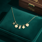 Load image into Gallery viewer, NFG72139. 14K Solid Gold Diamond Dangle Multi Shapes Fancy Necklace