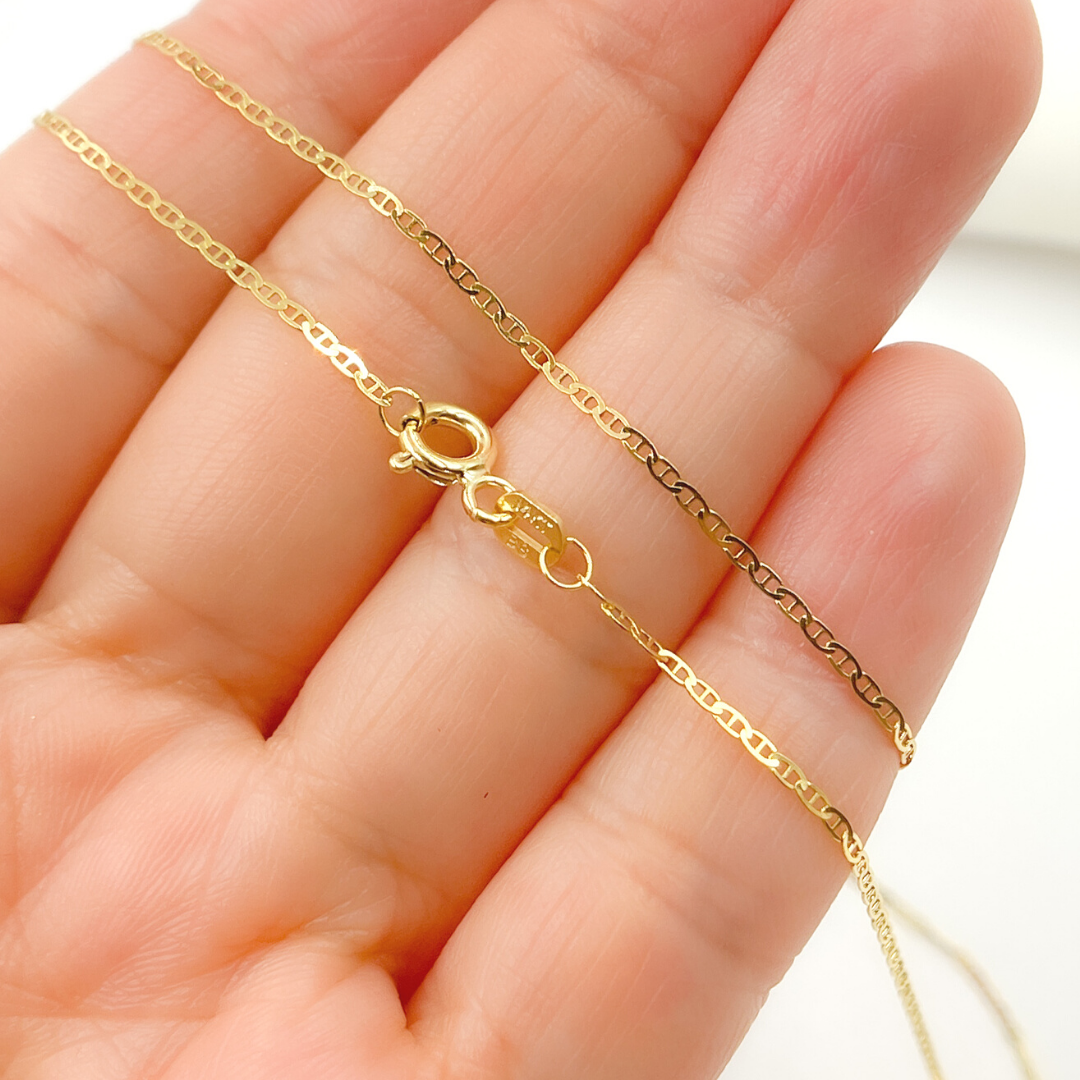 14K Solid Gold Flat Marina Necklace