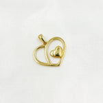 Load image into Gallery viewer, GDP670. 14K Solid Gold Round Heart Charm with Small Heart in the Center