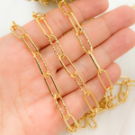 Load image into Gallery viewer, Gold Plated 925 Sterling Silver Smooth & Dimond Cut Link Paperclip Chain