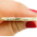 Load image into Gallery viewer, 14K Gold Hoop Earrings with Engraved Tornado Design