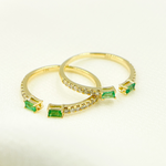 Load image into Gallery viewer, 14K Solid Gold Diamond & Emerald Ring.