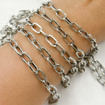 Load image into Gallery viewer, Oxidized 925 Sterling Silver Flat Oval Link Chain