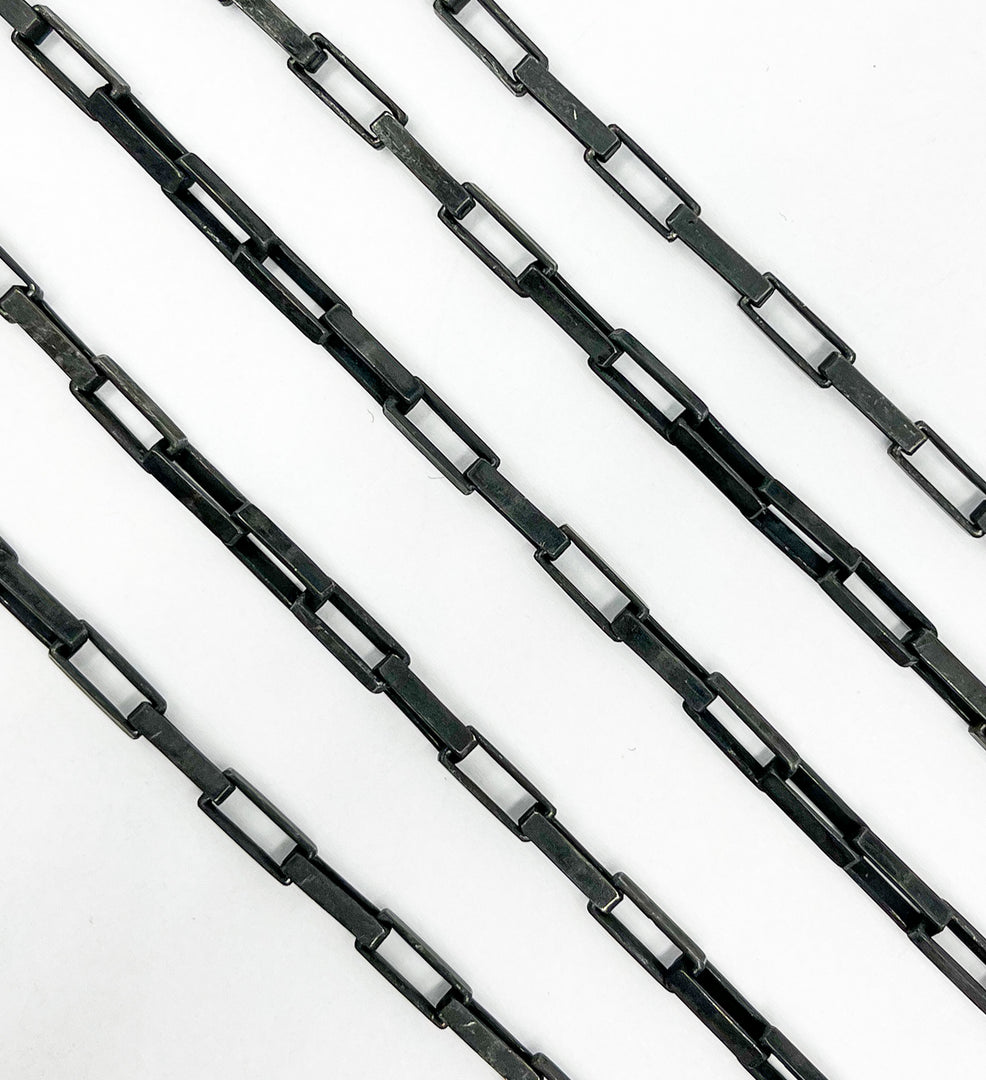 X31BRM. Black Rhodium Matt Sterling Silver Box Link Chain