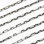 Load image into Gallery viewer, Z119SBDC. Black Rhodium and White Sterling Silver Paperclip Diamond Cut Cable Chain