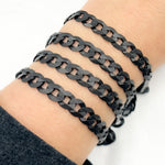Load image into Gallery viewer, V78BR. Black Rhodium Matt Sterling Silver Flat Curb Chain