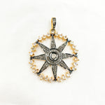 Load image into Gallery viewer, DSP065. Diamond Sterling Silver Round Star Pendant with Polki Diamond and Gemstone