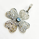 Load image into Gallery viewer, DP195. Diamond Sterling Silver Flower Pendant with Gemstone